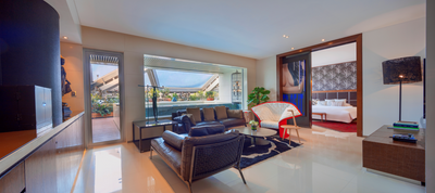 Living area of Deluxe Lagoon Suite at Hotel Eclat Beijing