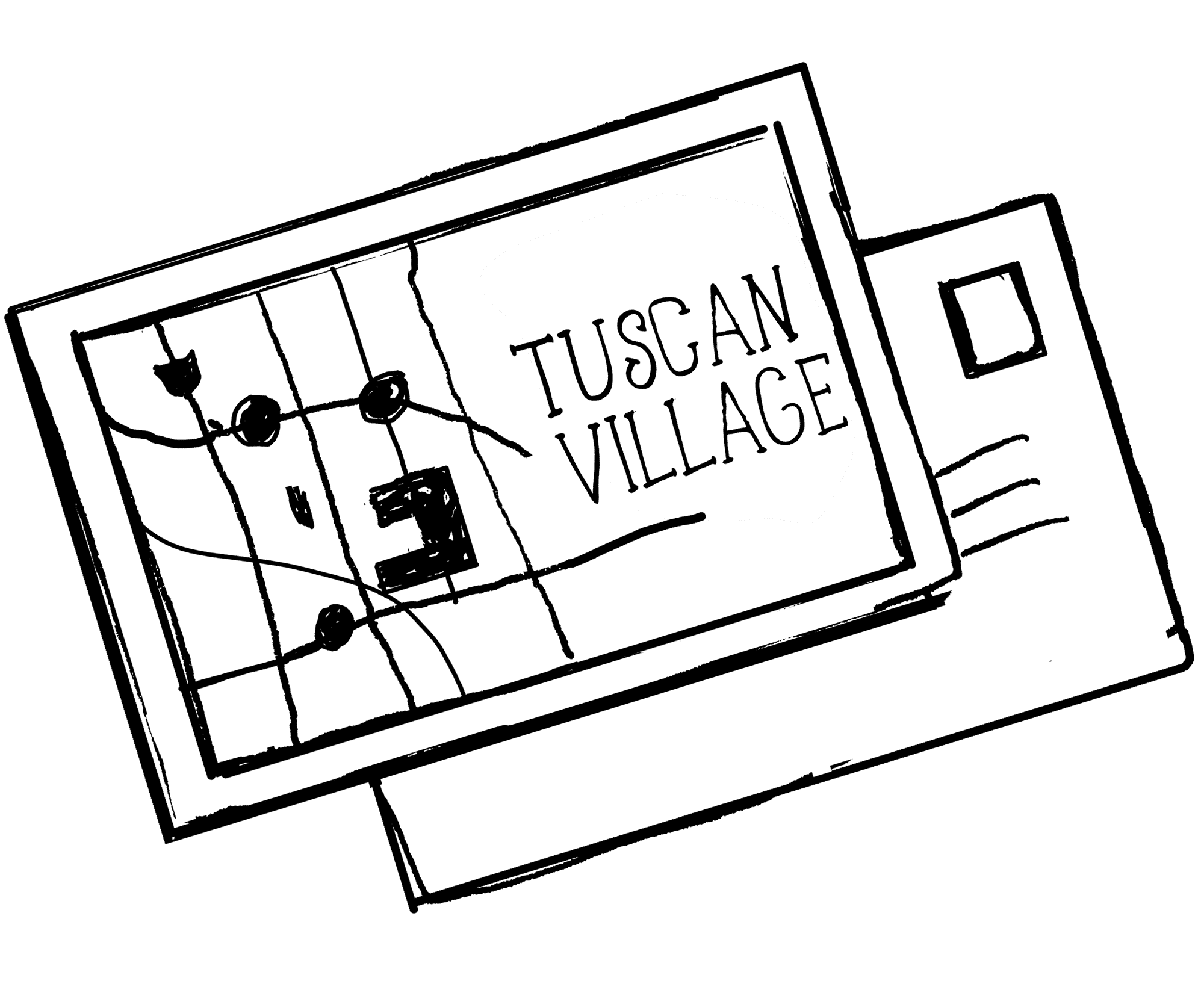 Vector Illustration of a Postcard at The Artisan Hotel at Tuscan Village