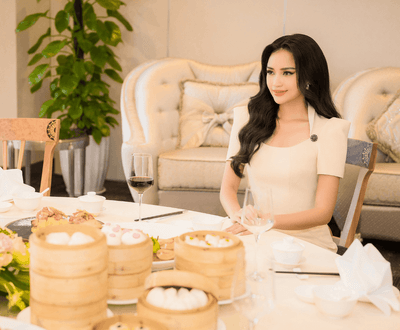 Girl posing for a photo in dining area at Hanoi Daewoo Hotel
