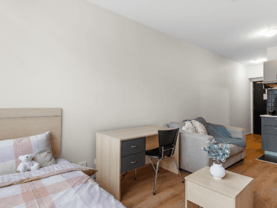 Studio w/ Floorboards - Living Room & Bed