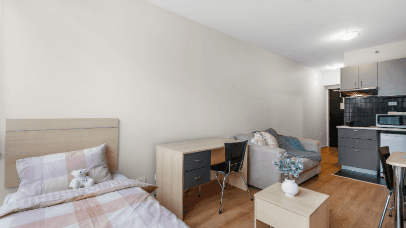 Studio w/ Floorboards - Living Room & Bed