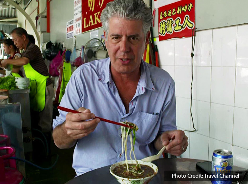 the late chef and travel television host Anthony Bourdain was trying the famous Penang Air Itam Laksa in 2012 for his television show