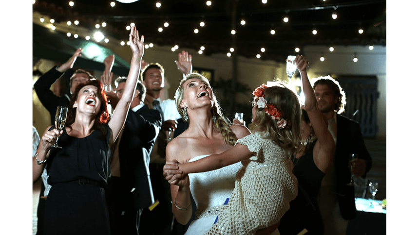 People celebrating at the wedding ceremony held in Catalina Island Company