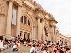 Tourists gathered on the steps of the Metropolitan Museum in NYC