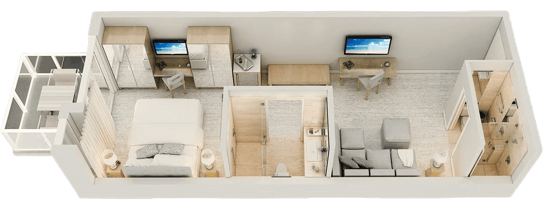 Floorplan of King Ocean Front Suites 