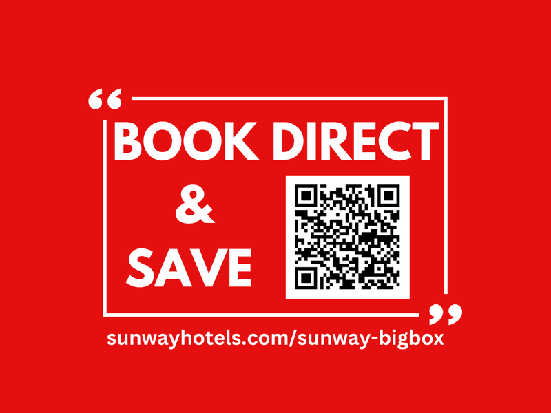 Book Direct & Save banner used at Sunway Hotel Big Box