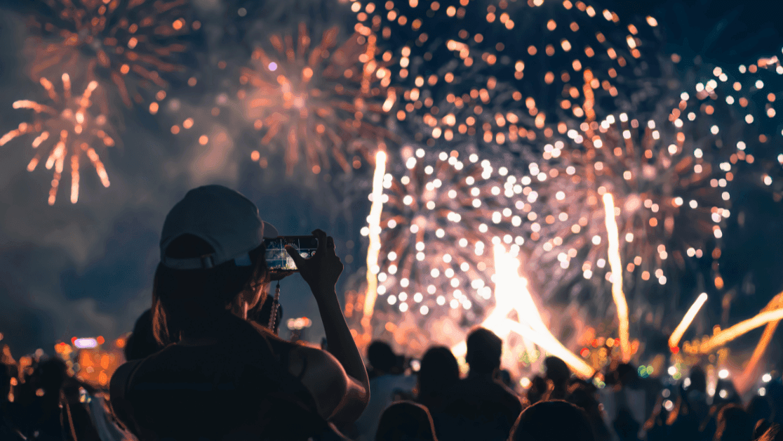 Girl watching fireworks in Darwin