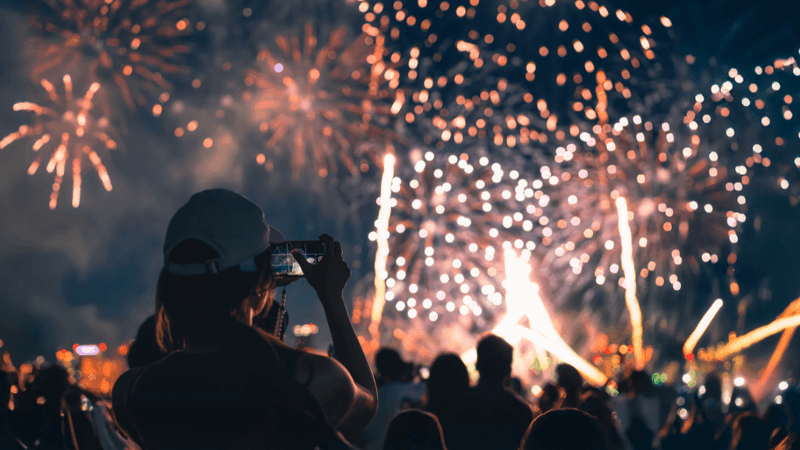 Girl watching fireworks in Darwin