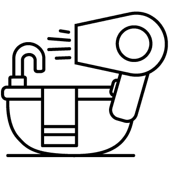 Full Bathroom with Tub & Hair Dryer