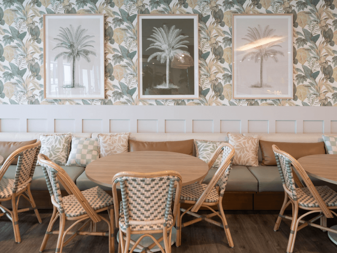 Interior & decor of the Shallows Bar with wall art at Pullman Magenta Shores