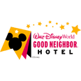 Walt Disney World Good Neighbor Hotel logo with Mickey silhouette & golden stars used at Rosen Inn Lake Buena Vista