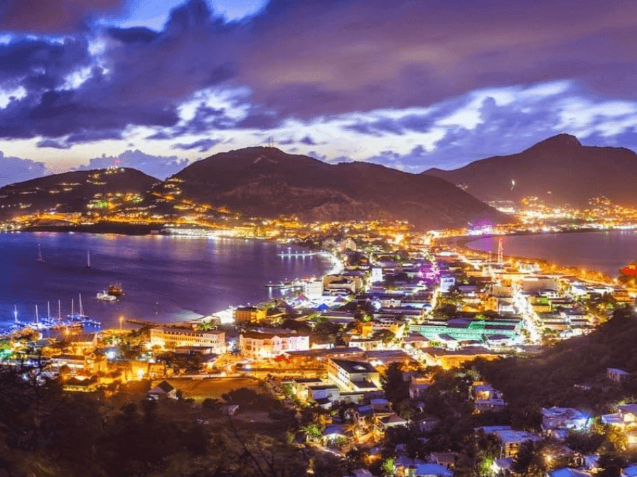 Aerial view of Simpson Bay near The Morgan Resort Spa Village