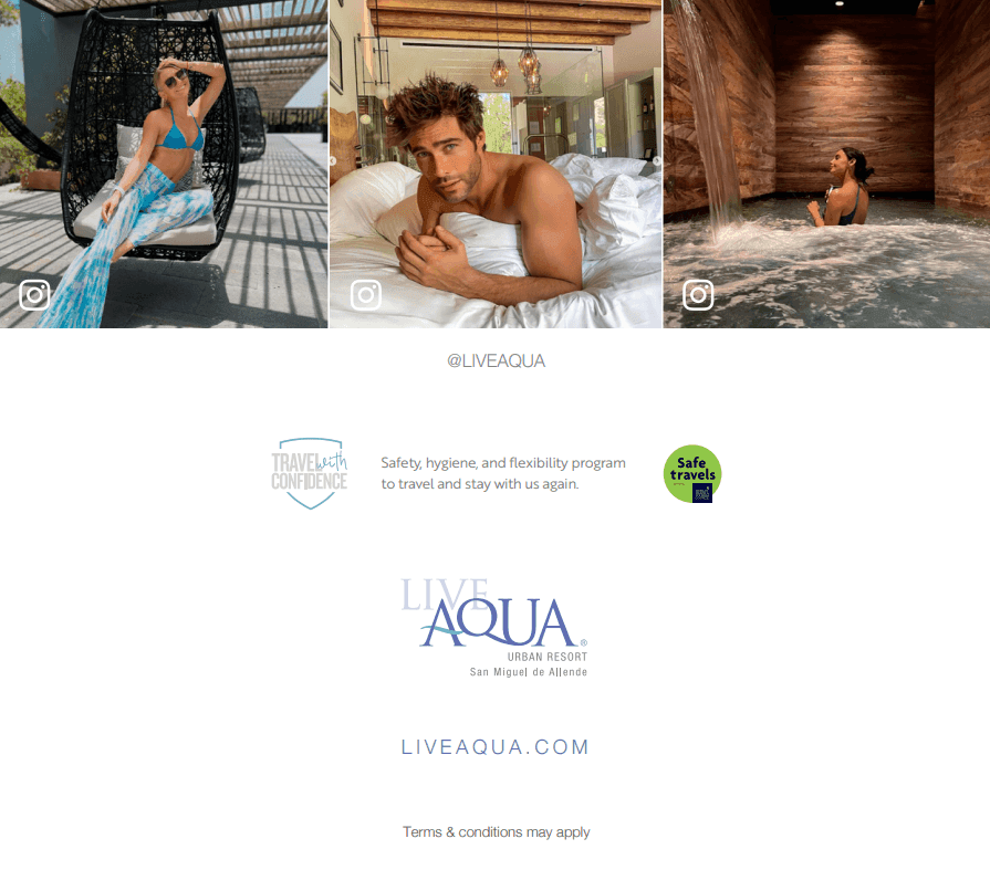 Screencap of the website of Live Aqua Resorts and Residence Club