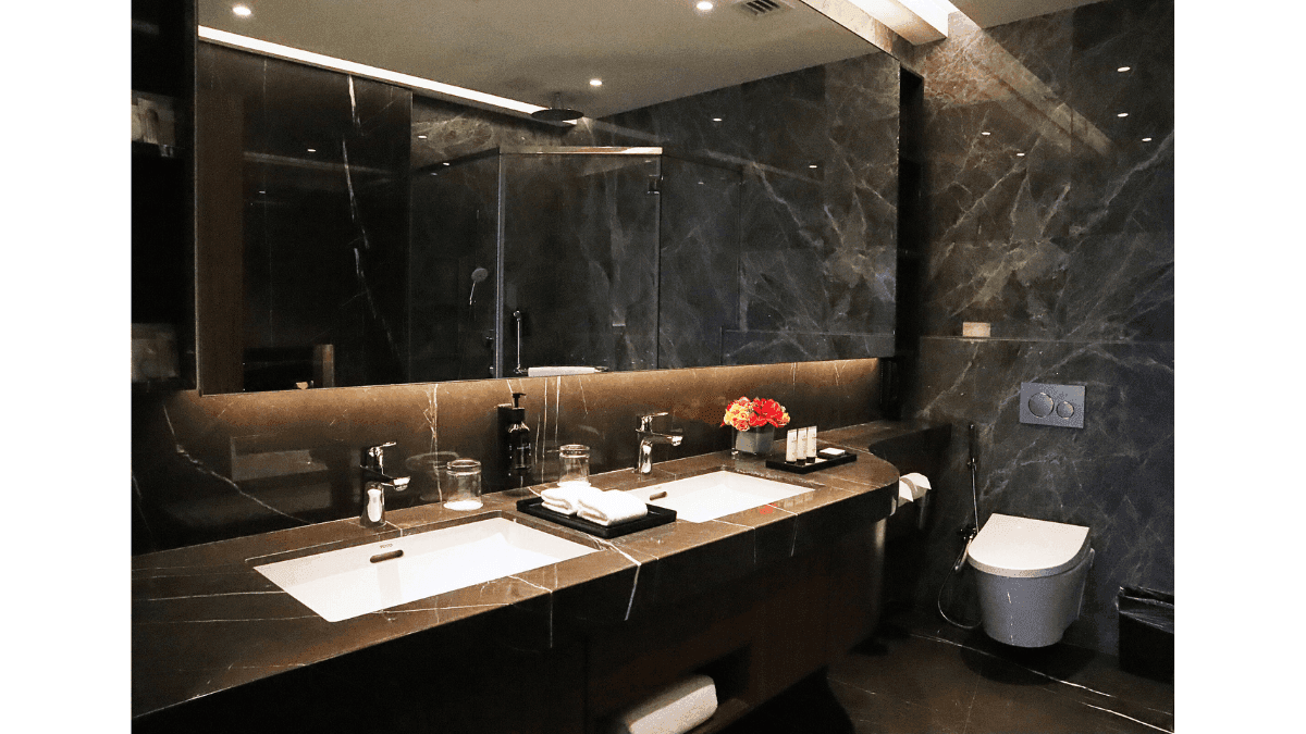 Bathroom vanity area in Presidential Suite at Sunway Hotel Phnom Penh