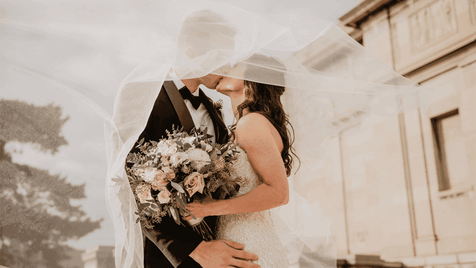Close-up of a married couple kissing at Sunway Hotel Georgetown