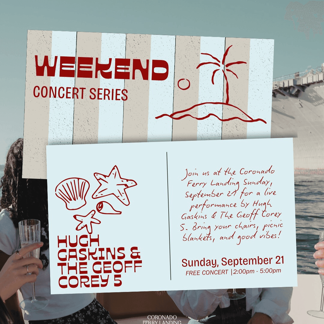 Coronado Ferry Landing Weekend End Concert Series - Hugh Gaskins & The Geoff Corey 5 | What to do in San Diego | El Cordova Hotel