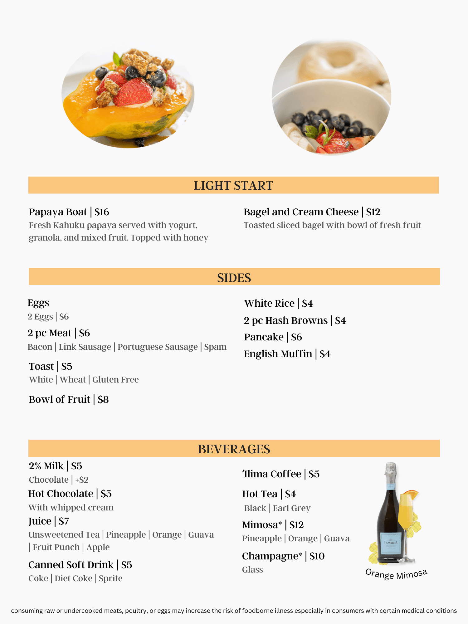 Menu of Ilima Cafe at Waikiki Resort Hotel