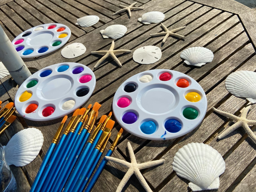 kids club fun beach activities for kids avalon nj hotel kids activities with paint brushes and seashells