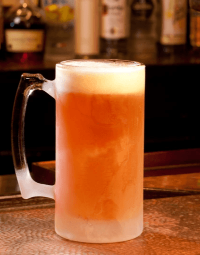 Closeup of beer mug served in a restaurant at Chase on The Lake