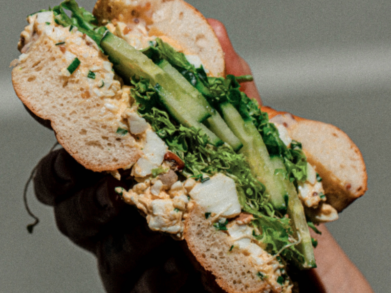 Close-up of bagels served in The Bagel Shop at Brady Hotels Jones Lane