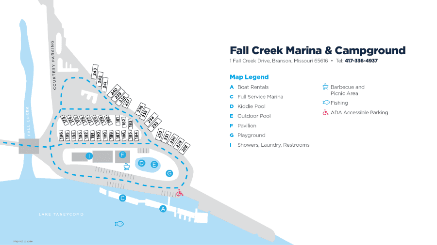 Sitemap for the Fall Creek Marina & Campground