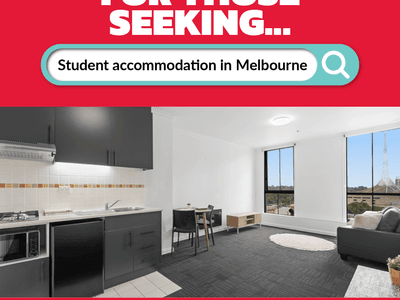 Modern kitchen and living room in Student Living on Flinders accommodation in Melbourne.