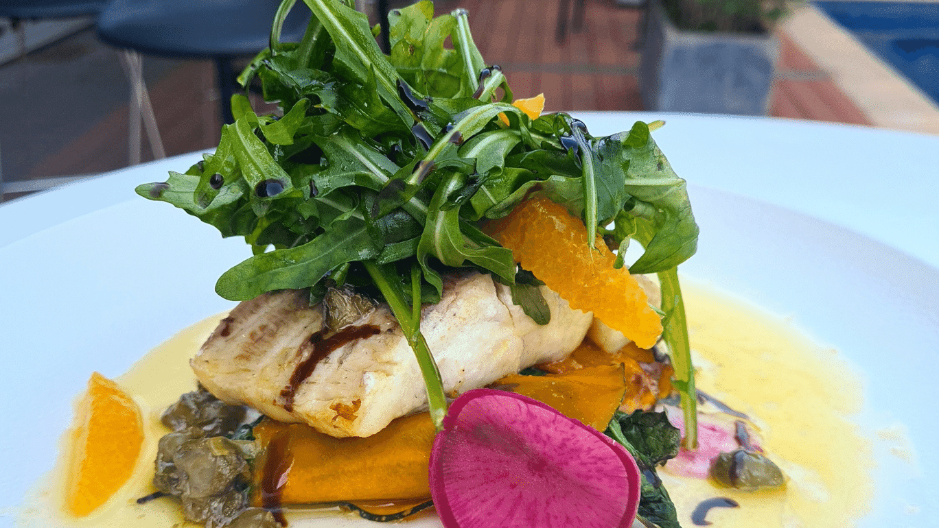 Close-up of a salad served at Novotel Darwin Airport