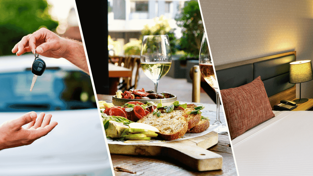 Collage of hotel dining, leisure, and comfort highlights amenities at Novotel Sydney International Airport
