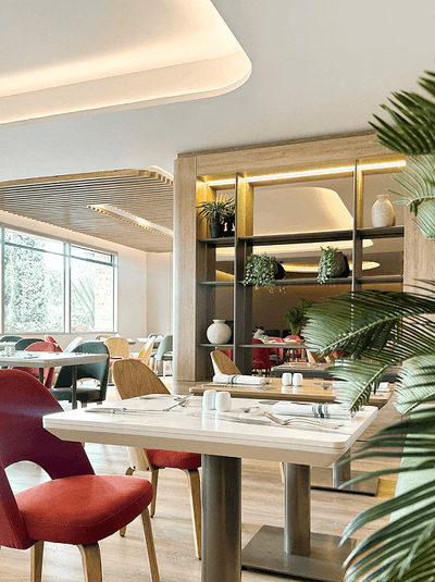 Well-lit dining area of Manduka Restaurant at Habitel Prime Hotel, one of the best restaurants in Bogota