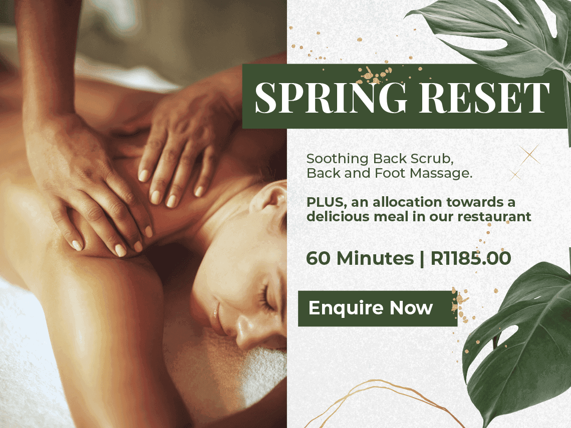 Cayenne Spa Spring Specials at the Pepperclub Hotel based in Cape Town - get a soothing back, scrab massage and foot massage