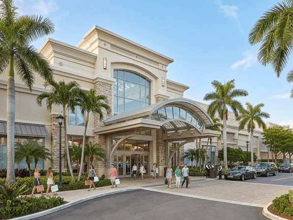 The Galleria at Fort Lauderdale, a modern indoor shopping mall, concourse corridors near The Atlantic Hotel & Spa