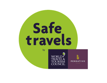 Safe Travels logo used at Porta Hotel del Lago