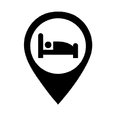 Map pin icon with a bed symbol used at Hotel Eldorado