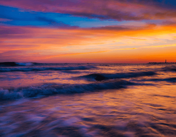 Colorful sunset over the ocean near our Avalon hotel