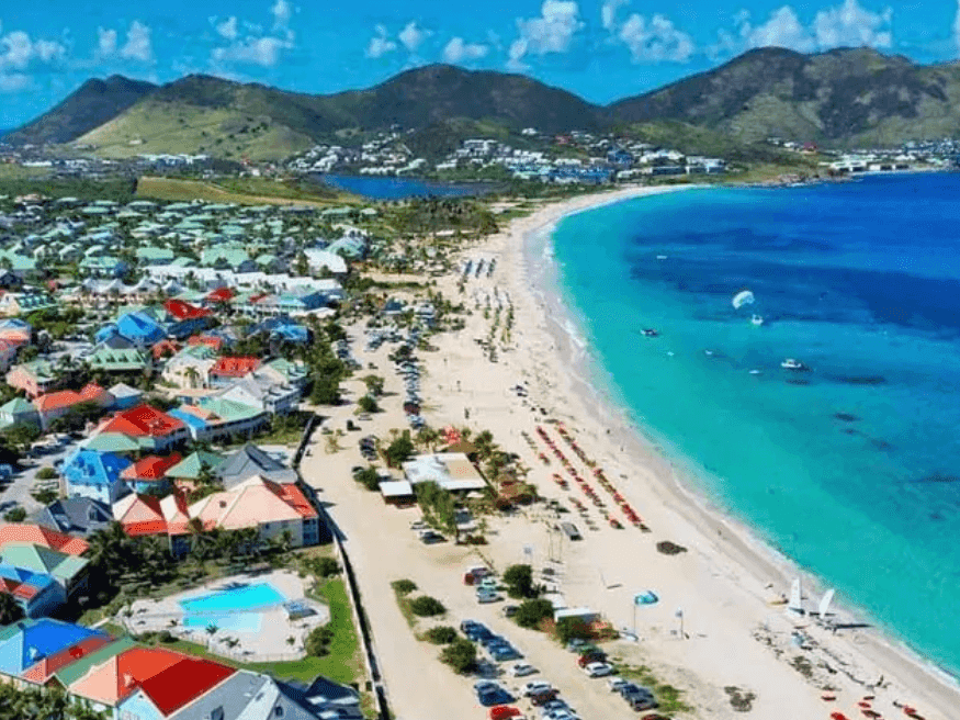 Aerial view of Orient Beach near The Morgan Resort Spa Village