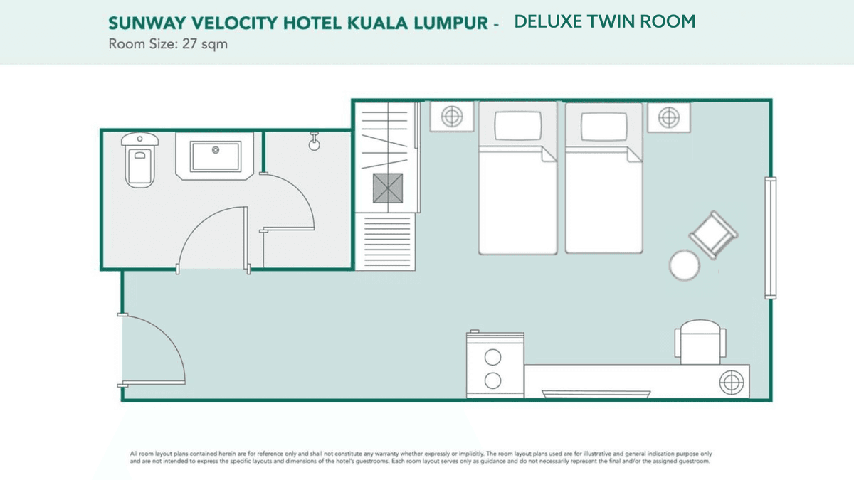 Floor Plan for Deluxe Twin Room at Sunway Velocity Hotel Kuala Lumpur