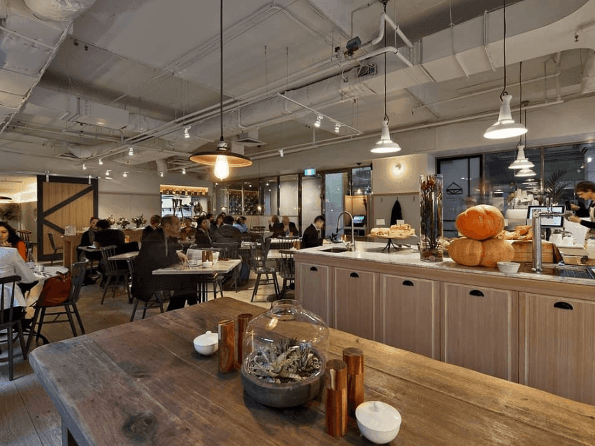 Inside the cafe with customers sitting enjoying their food