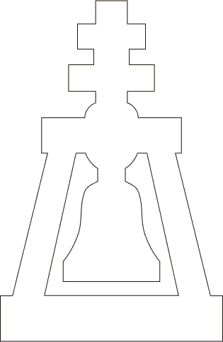 A minimalist black outline graphic of a mission-style bell tower with a central hanging bell used at Kelly's Spa
