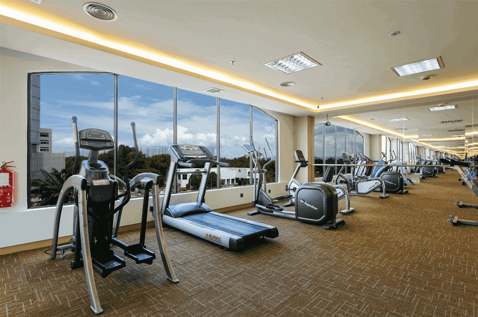 Exercise equipment lined in the Fitness Centre at Sunway Hotel Seberang Jaya