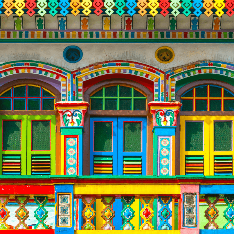 Image of colorful building structure in little india, singapore
