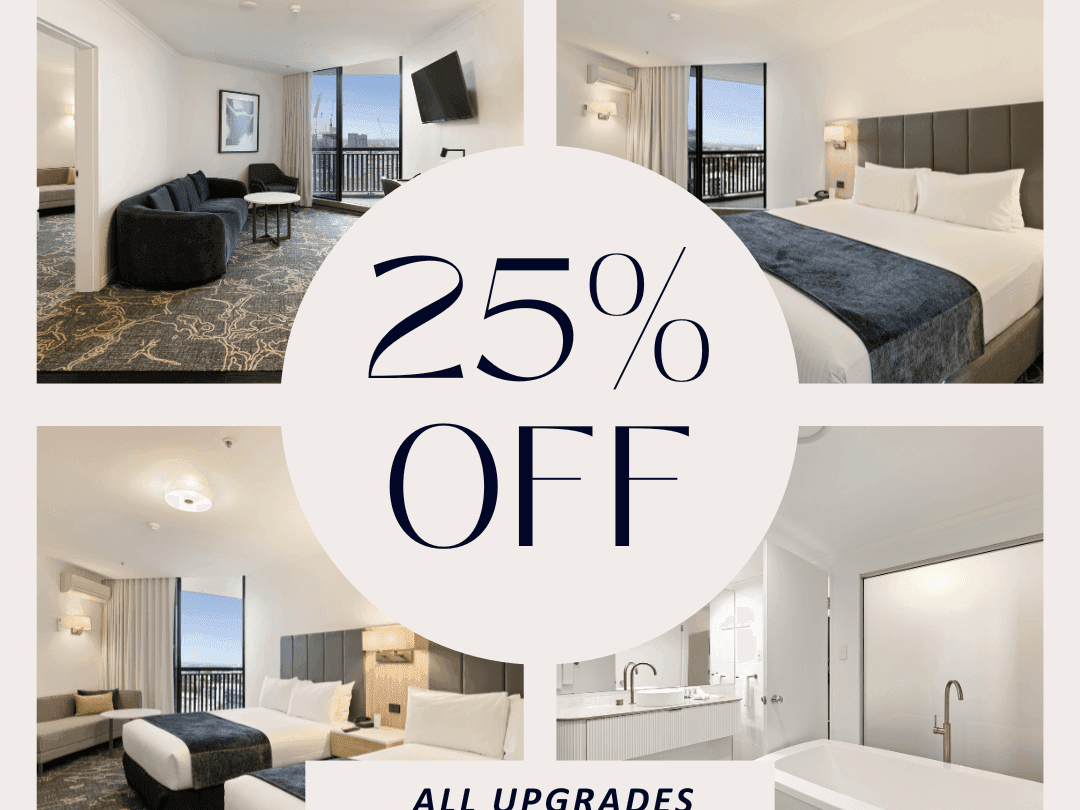 Upgrade to the next room category and receive 25% the upgrade fee