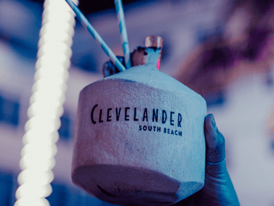 King coconut with the Hotel name at Clevelander South Beach