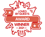 Logo of Loved by guests award winner 2021 used at The Grove Resort & Water Park