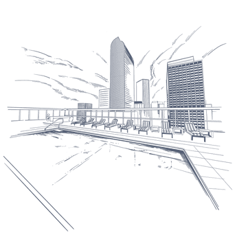 Vector illustration of Rooftop Pool used at Warwick Denver