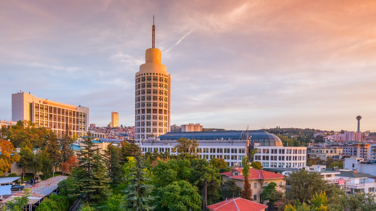 Skyline view featuring modern buildings, including Ankara Tower, near Warwick Hotels and Resorts