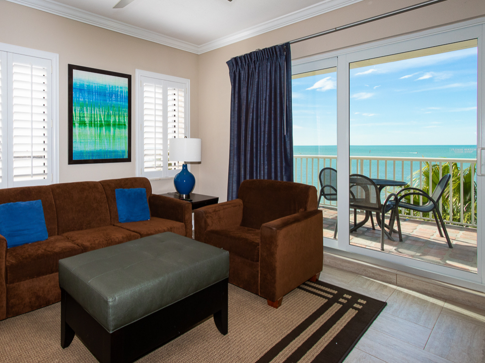 Living room in Two Bedroom Suite at Shephard's Beach Resort