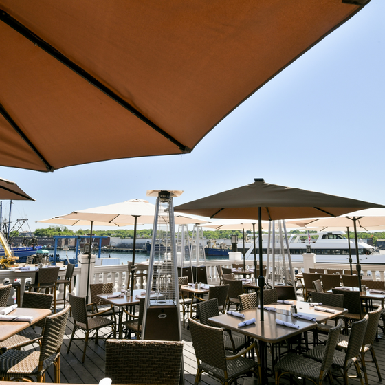 Main outdoor dining area at Beauport Hotel Gloucester