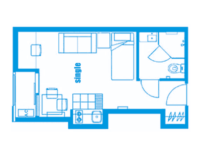 Single Studio Apartment - Floor Plan