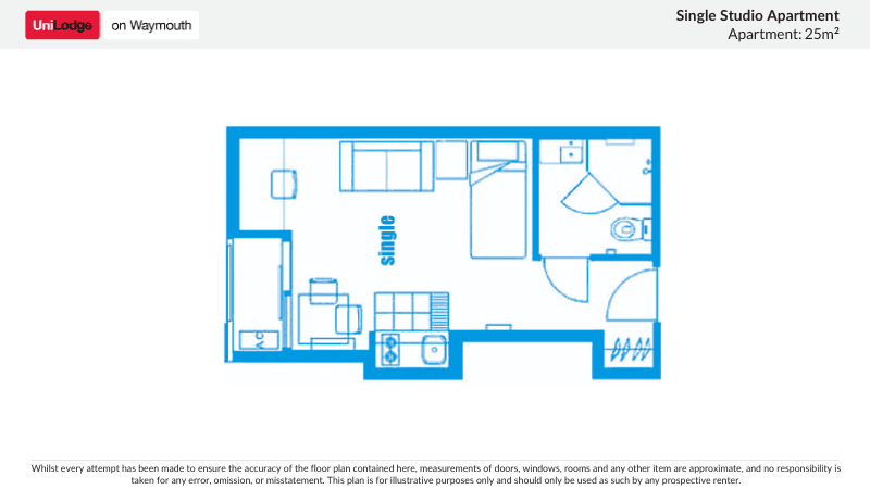 Single Studio Apartment - Floor Plan