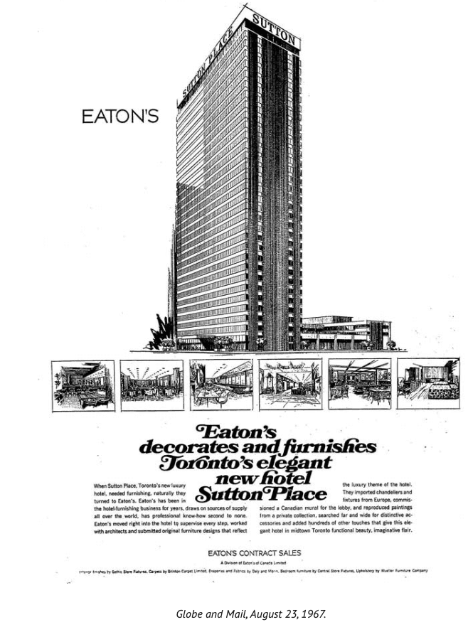 Newspaper clipping featuring The Sutton Place Hotel